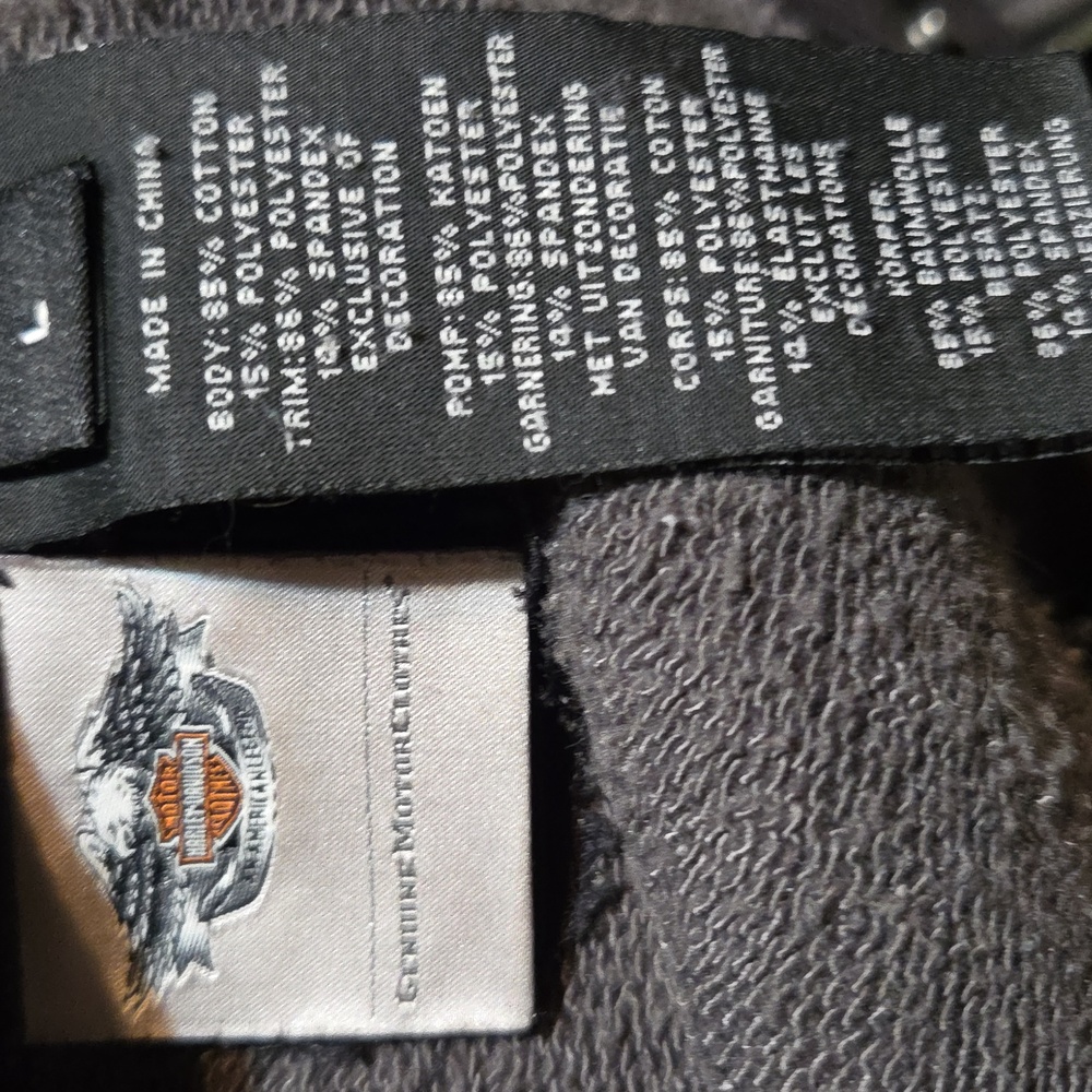 L Harley Davidson Gray Military Jacket Fitted Cropped Jacket Black Parade - Picture 6 of 6